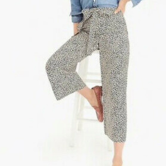 J. Crew Wide Leg Cropped Trouser in Leopard Size 10 - Picture 11 of 13